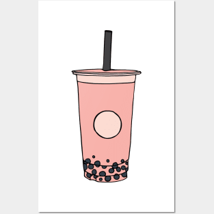 Pink Boba Bubble Tea Drink Posters and Art